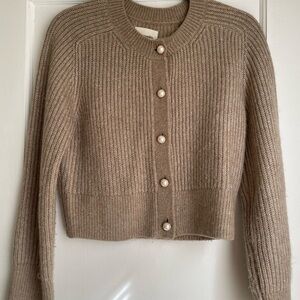 Abercrombie & Fitch Beige Cardigan with Pearl Accents